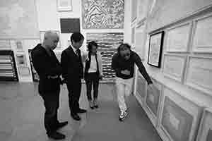 Chinese artist Wu Shanzhuan at the opening of his exhibition at Hanart TZ Gallery, Pedder Building, Central, 22 March 2018