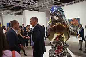 Jeff Koons (left) at Art Basel Hong Kong, Convention and Exhibition Centre,  Wanchai, 27 March 2018