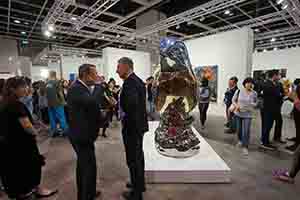 Jeff Koons (left) at Art Basel Hong Kong, Convention and Exhibition Centre,  Wanchai, 27 March 2018