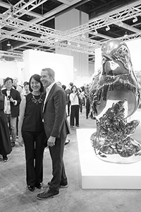 Jeff Koons (right) at Art Basel Hong Kong, Convention and Exhibition Centre,  Wanchai, 27 March 2018