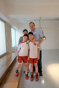 Tobias Berger and his family visiting an exhibition, Osage, Kwun Tong, 29 April 2018
