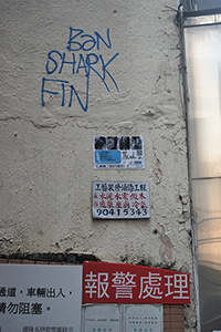 Advertisements, notices and graffiti on a wall, Sheung Wan, 8 May 2018