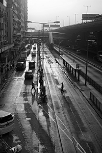 View from a footbridge, Connaught Road West, Sheung Wan, 8 May 2018