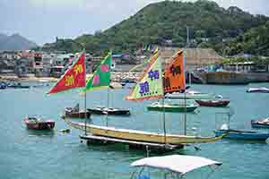 Dragon boat in the harbour at Yung Shue Wan, Lamma Island, 13 May 2018