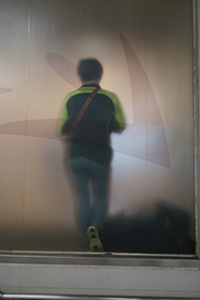 View through frosted glass in the MTR station, Sheung Wan, 17 May 2018