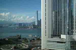 View of Victoria Harbour and Four Seasons Hotel, Central, 26 May 2018