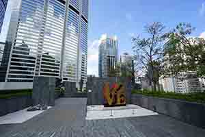 'LOVE' by Robert Indiana in the exhibition 'LOVE Long: Robert Indiana and Asia', Asia Society, 27 May 2018