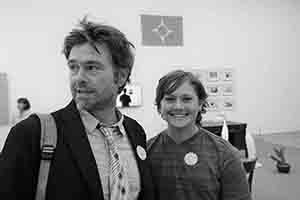 Christopher Mattison and his son at an exhibition opening, Tai Kwun, Central, 8 June 2018