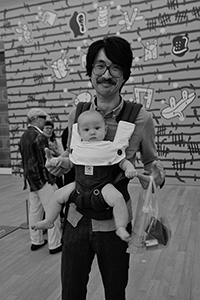 Artist Adrian Wong, at an exhibition opening, Tai Kwun, Central, 8 June 2018