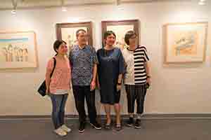 Wilson Shieh, with guests at his exhibition, Hong Kong Arts Centre, Wanchai, 16 June 2018