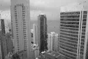 Rainy weather, view through a window, Sheung Wan, 22 June 2018