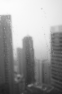 Rain through a window, Sheung Wan, 23 June 2018