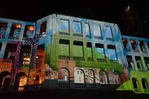 Projection on the facade of a heritage building, Tai Kwun, Central, 23 June 2018
