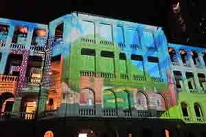 Projection on the facade of a heritage building, Tai Kwun, Central, 23 June 2018