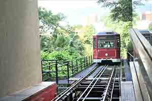 Peak Tram, arriving at The Peak, 26 June 2018