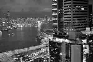Victoria Harbour at night, viewed from Admiralty, 26 June 2018