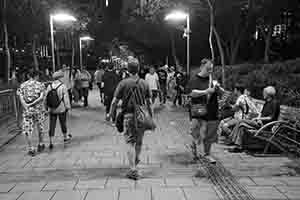 Participants arriving for the annual memorial rally in Victoria Park, Causeway Bay, 4 June 2018