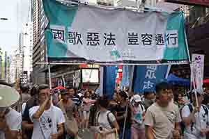 Participants in the annual pro-democracy march, Hennessy Road, Wanchai, 1 July 2018