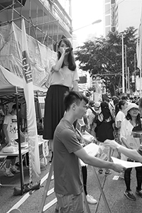 Agnes Chow at the annual pro-democracy march, Hennessy Road, Wanchai, 1 July 2018