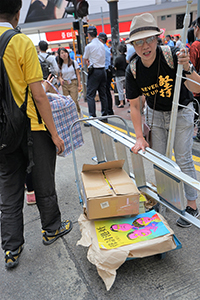 Participant in the annual pro-democracy march, Causeway Bay, 1 July 2018