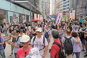 Participants in the annual pro-democracy march, Hennessy Road, Causeway Bay, 1 July 2018