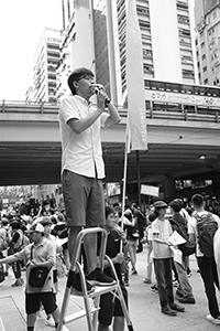 Joshua Wong at the annual pro-democracy march, Hennessy Road, 1 July 2018