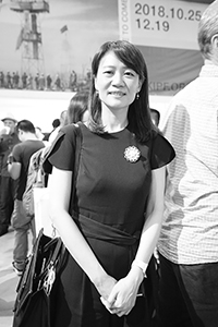Curator Prudence Ma at an event of the Hong Kong International Photo Festival, JCCAC, Shek Kip Mei, 25 October 2018