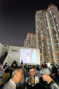 Meal on the roof of the JCCAC following a Hong Kong International Photo Festival exhibition opening, Shek Kip Mei, 25 October 2018