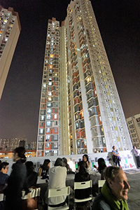 Meal on the roof of the JCCAC following a Hong Kong International Photo Festival exhibition opening, Shek Kip Mei, 25 October 2018