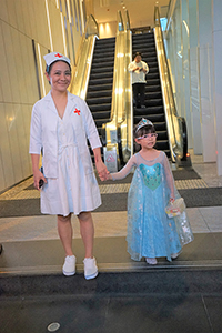 Halloween nurse and Elsa costumes, Central, 31 October 2018