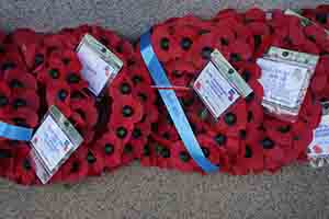 Wreaths placed for Remembrance Day, The Cenotaph, Central, 11 November 2018