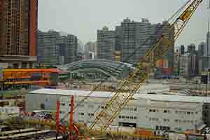View of West Kowloon Station from the West Kowloon Cultural District construction site, 14 December 2018