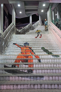 Staircase to overhead walkway, Tsuen Wan,  1 December 2018