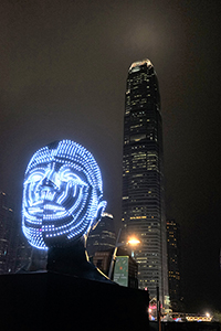 Talking Heads by Viktor Vicsek, on display in Tamar Park as part of the Hong Kong Pulse Light Festival, 19 December 2018