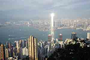 Light reflecting off ICC, view from Lugard Road, The Peak, 30 December 2018