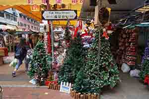Christmas trees for sale, Fuk Wing Street, Kowloon, 5 December 2018