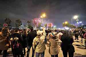 Fireworks just after the beginning of the New Year, Lung Wo Road, Central, 1 January 2019