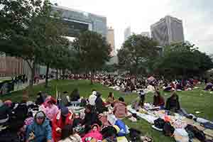 Foreign domestic helpers gathering at Tamar Park on a public holiday, Admiralty, 1 January 2019