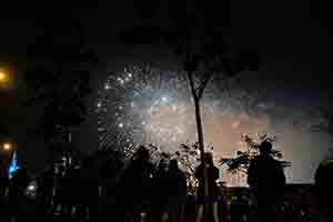 Fireworks for the New Year, Lung Wo Road, Central, 1 January 2019