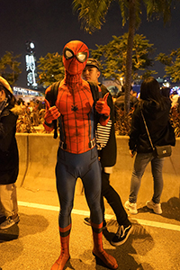 Spiderman celebrating the new year, Central,  1 January 2019