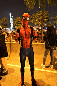 Spiderman celebrating the new year, Central, 1 January 2019