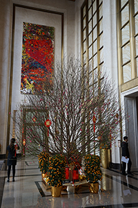 Lunar New Year decorations in the lobby of the Agricultural Bank of China Building, Connaught Road Central, Central, 31 January 2019