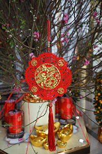 Lunar New Year decorations in the lobby of the Agricultural Bank of China Building, Central, 31 January 2019