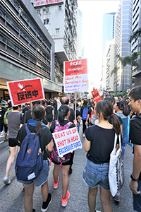 Crowds marching from Causeway Bay to Admiralty, 1st July annual protest rally and march, Wanchai, 1 July 2019