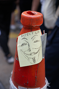 Sign on a cone, march from Causeway Bay to Central, Hennessy Road, Wanchai, 21 July 2019