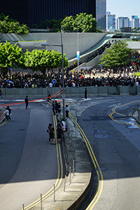 Protesters on Harcourt Road, Admiralty, in response to the call for a general strike on that day, 5 August 2019