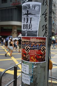 Posters on a pole, Hennessy Road, Wanchai, 31 August 2019
