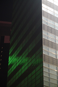 Green light reflecting on a building, Harcourt Road, Admiralty, Hong Kong Island, 3 October 2019