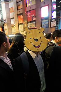 Protester with a Winnie the Pooh mask, Wellington Street, Central, 31 October 2019