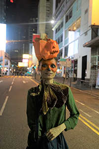 Halloween reveller, Queen's Road Central, 31 October 2019